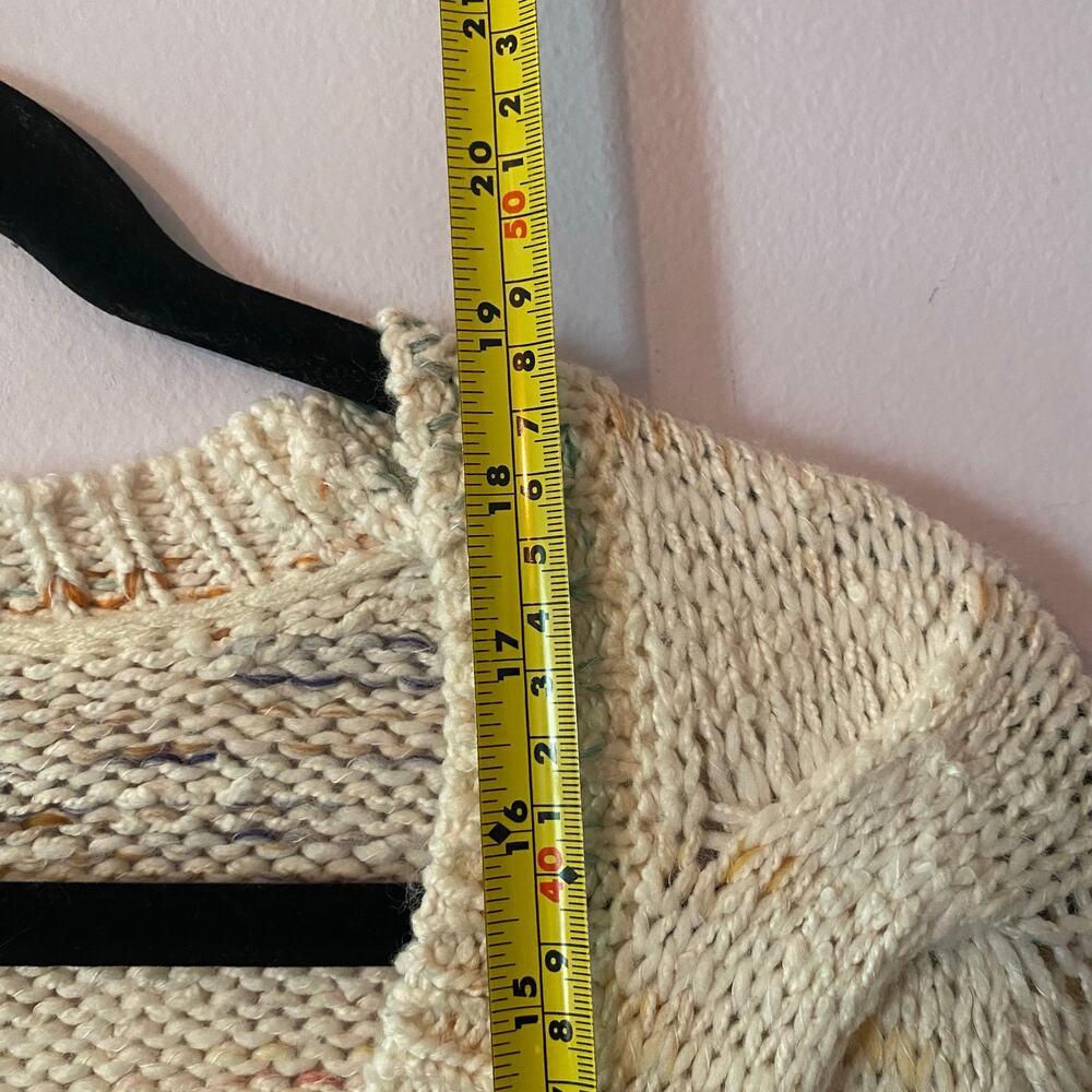 Kimchi Blue Cream Colorful Knit Cardigan Sweater Cropped Chunky Grannycore Small - Picture 7 of 8